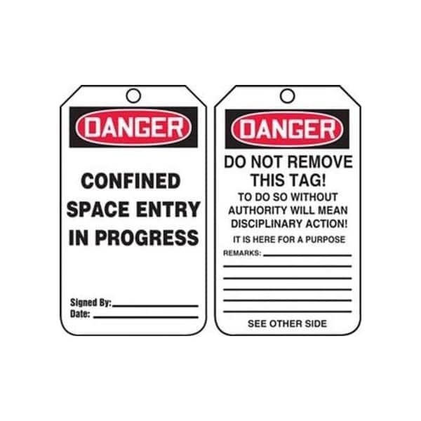 Accuform Safety Tags, DANGER CONFINED SPACE ENTRY IN PROGRESS, 5.75in x 3.25in, PF-Cardstock, 25PK TCS330CTP - main